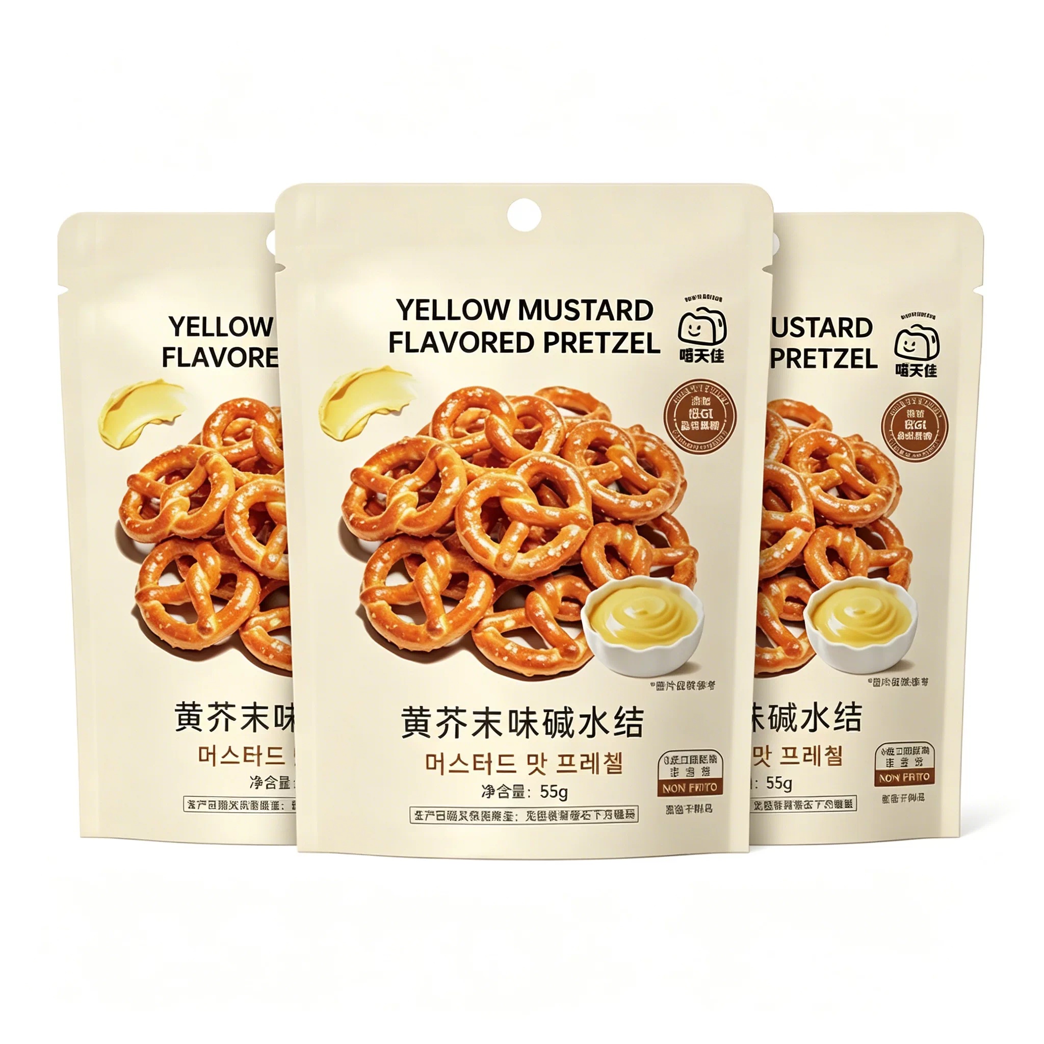 黄芥末味碱水结饼干蝴蝶结55g*3